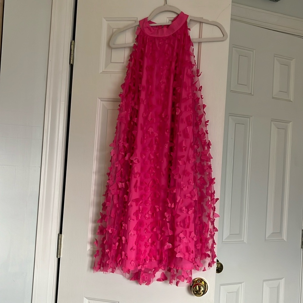SHEIN Size 8/10 hot pink butterfly dress